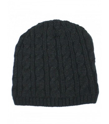 Ted and Jack Classic Cold Weather Cable Knit Beanie With Plush Lining - Black - C31240X3O7F