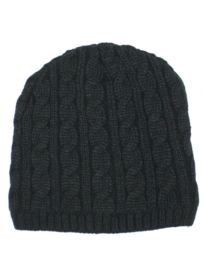 Ted and Jack Classic Cold Weather Cable Knit Beanie With Plush Lining - Black - C31240X3O7F