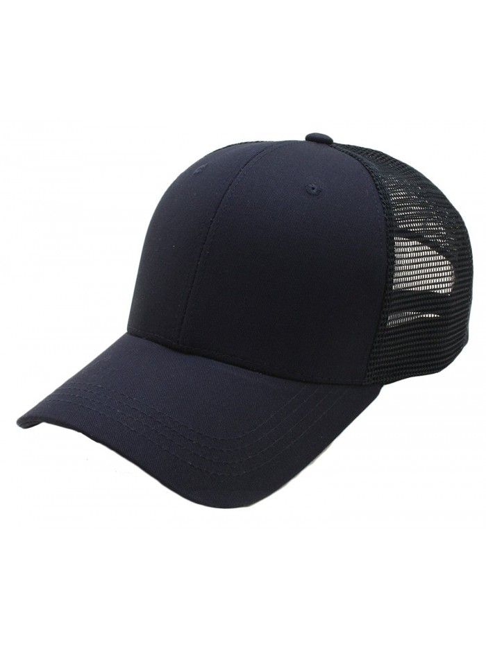 ATOBAO Men Big Size Mesh Back Plain Baseball Cap Curved Brim Trucker XL XXL XXXL - Navy - C517XHQDZ7I