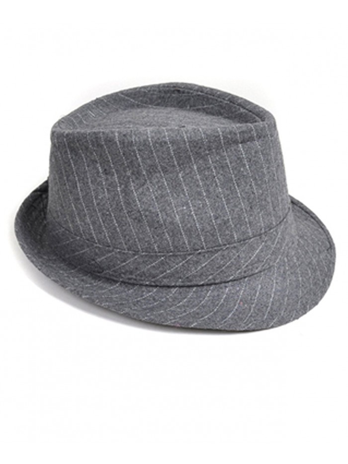 Classic Pinstripe Nylon Fedora Hat - Gray - CW116AT0PVF