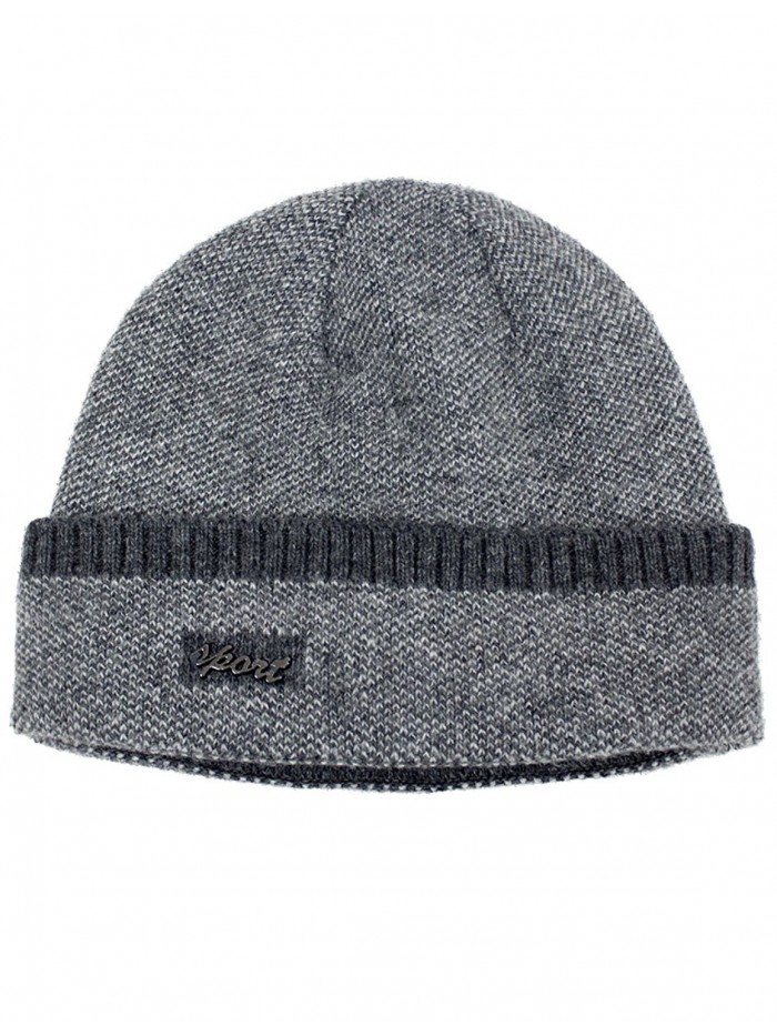 Dahlia Men's Wool Blend Knit Beanie Hat - Super Soft & Warm Velour Lined - Sport: Gray - CA1270EPIWP