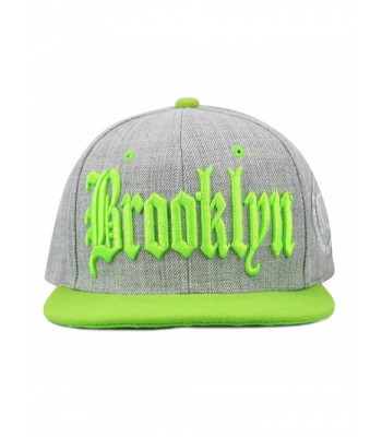 The Hat Depot 1300DHGBKN Designed Heather Grey Brooklyn Snapback Cap - Lime2 - CB12DQQI0NZ