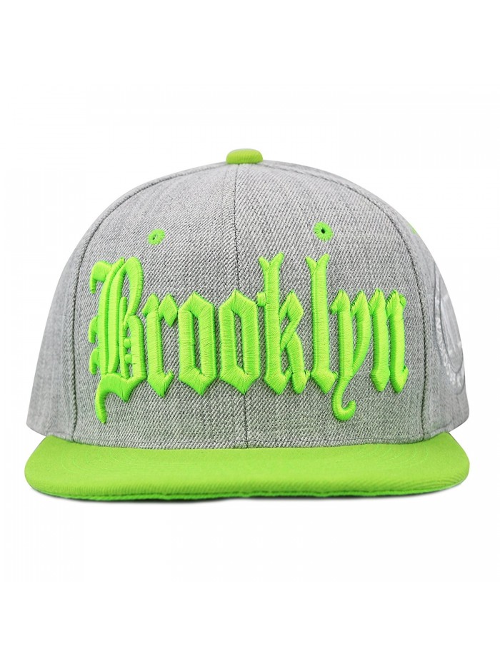 The Hat Depot 1300DHGBKN Designed Heather Grey Brooklyn Snapback Cap - Lime2 - CB12DQQI0NZ