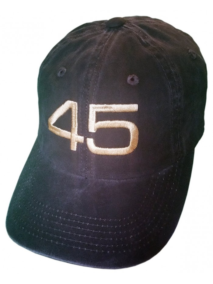 45 Trump Hat/Cap - Black Structured Mesh Back OR Unstructured - Distressed Black/Gold Embroidery - CU12NT7NXHR