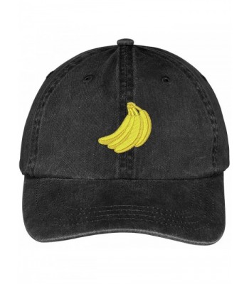 Trendy Apparel Shop Bananas Fruit Embroidered Pigment Dyed Washed Cotton Baseball Cap - Black - CH12G5ZGJXR