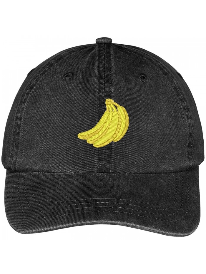 Trendy Apparel Shop Bananas Fruit Embroidered Pigment Dyed Washed Cotton Baseball Cap - Black - CH12G5ZGJXR