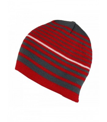 Grey Reversible Striped Solid Beanie in Men's Skullies & Beanies