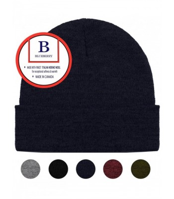 Blueberry Uniforms Merino Wool Beanie Hat -Soft Winter and Activewear Watch Cap - Dark Navy - C3187OAGYQ7