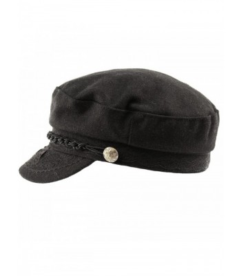 Men's Greek Fisherman Sailor Fiddler Winter Wool Driver Hat Flat Cap - Black - CB12O0J7QNW