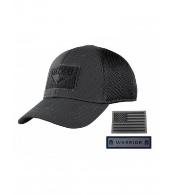 Active Duty Gear Condor Flex Mesh Cap- Black + Flag & Warrior Patch- Fitted Tactical Operator Hat - CS185YNE8XA