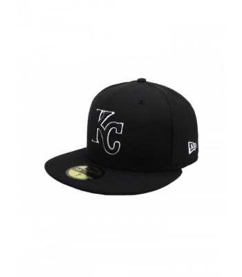 New Era 59Fifty Hat MLB Kansas City Royals Black/White Fitted Headwear Cap - C611ZUBMVGR