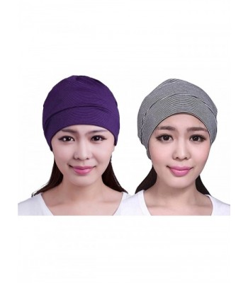 BW Unisex Cotton Sleep Cap Cancer Patients Chemo Beanie Hat - 2 Pack C - C71872SG0TE