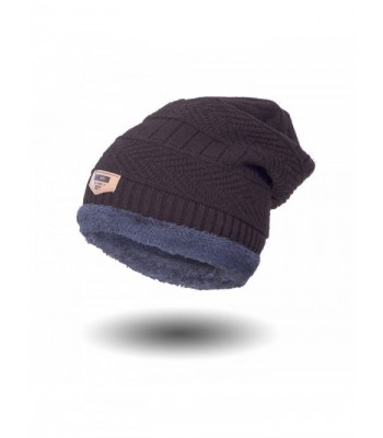 AWAYTR Men Winter Warm Beanie Hats - Winter Outdoors Knit Skull Beanie Ski Thick Cotton Cap - Coffee - CT188G8GSSD