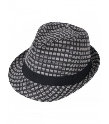 Hemantal Unisex Vintage Structured Summer Straw Fedora Hat Short Brim Fedora - Black - C9180CUI8R2