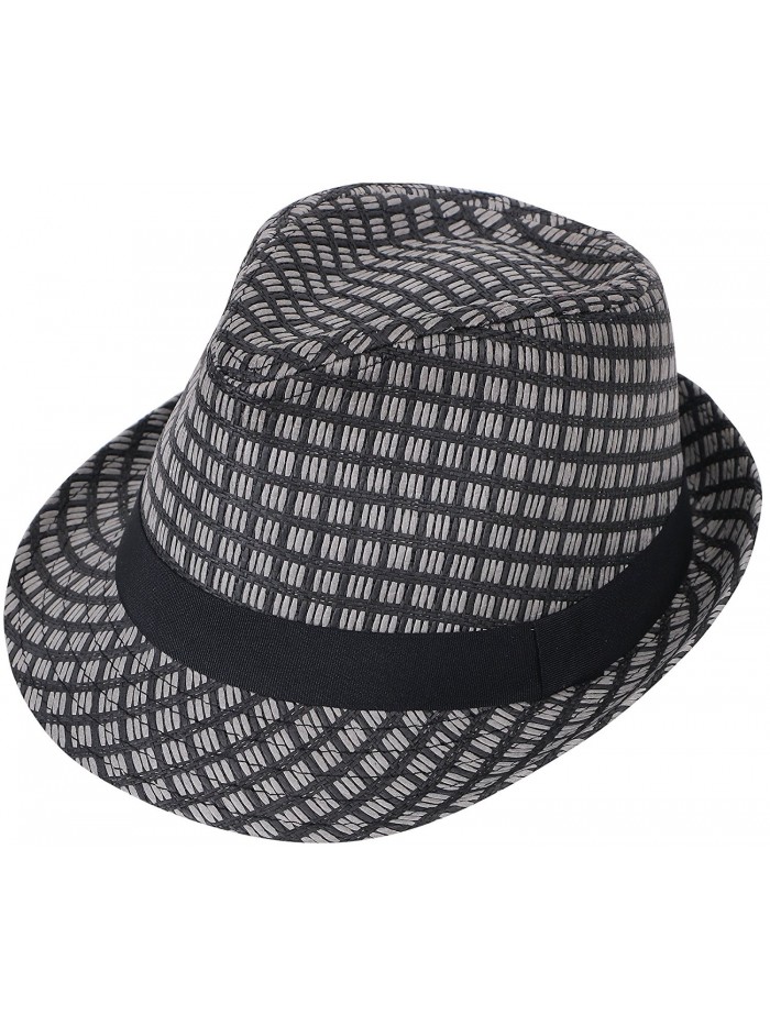 Hemantal Unisex Vintage Structured Summer Straw Fedora Hat Short Brim Fedora - Black - C9180CUI8R2