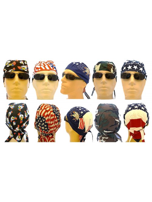 Doo Rag American Flag Cotton Caps One Size Mens Black - C011URVMWKZ