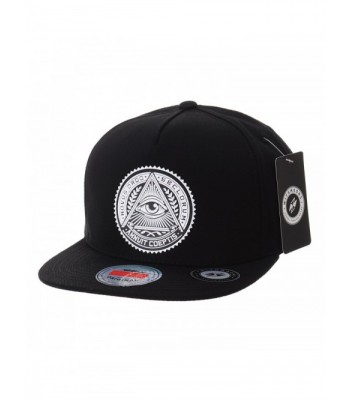 WITHMOONS Snapback Hat Illuminati Patch Hip Hop Baseball Cap AL2344 - Black - C612HS7EX6V