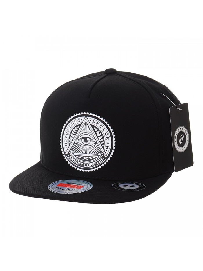 WITHMOONS Snapback Hat Illuminati Patch Hip Hop Baseball Cap AL2344 - Black - C612HS7EX6V