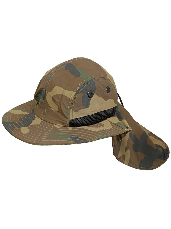 Funky Junque's Outdoor Boonie Camo Wide Brim Vented Sun Protect Hat w/Neck Flap - CN12GJU13AL