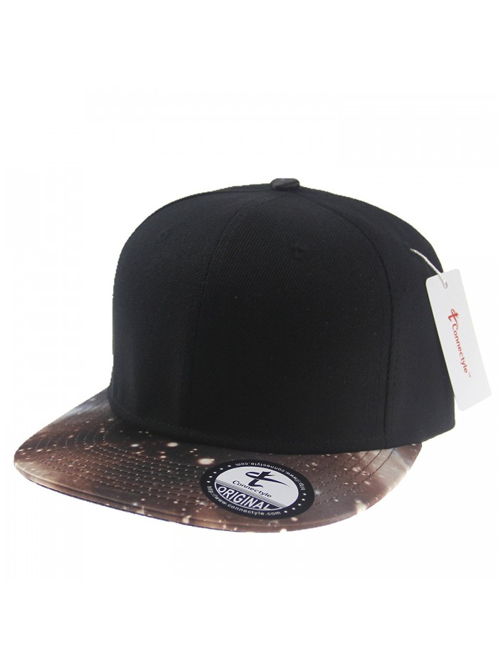 Connectyle Mens Galaxy Brim Snapback Flat Bill Hat Adjustable Hip Hop Trucker Cap - Black White - C312JWZH51H
