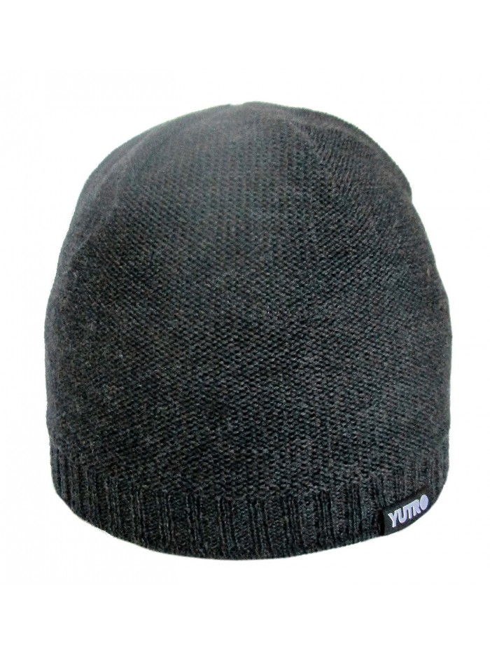 YUTRO Fashion Classic Winter 100 % Merino Wool Beanie Hat for Men - Charcoal - CX12NR519GS