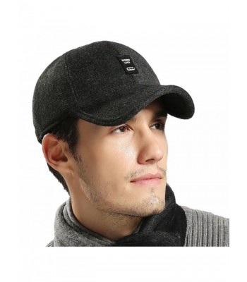 Men's Wool Warm Soft Lined Cap Adjustable Baseball Winter Hats - Black ...