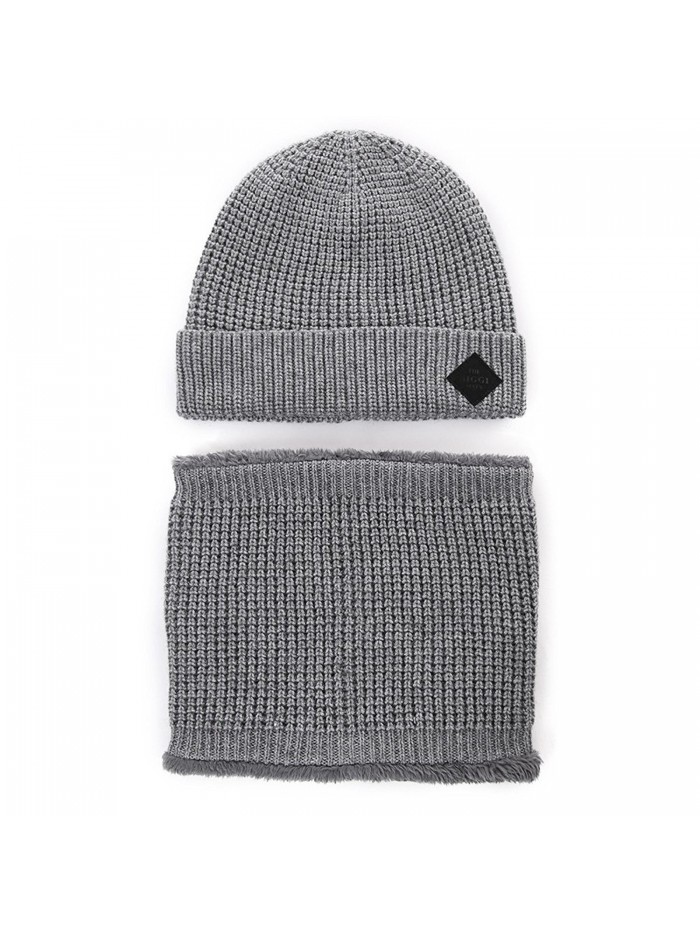 2 Piece Wool Knit Hat & Scarf Sets Fleece Lined Beanies Neck Gaiter Winter SIGGI - 89221a_grey - CG186R6ZD9U