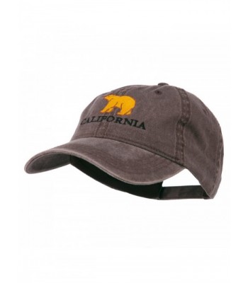 California with Bear Embroidered Washed Cap - Brown - CR11NY2Z9OZ