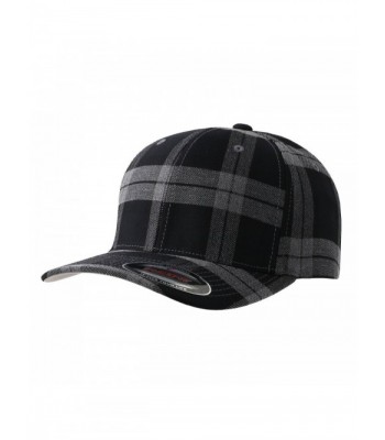 Flexfit Fitted Tartan Plaid Hat 6197 - Black_grey - C011SN60DN9