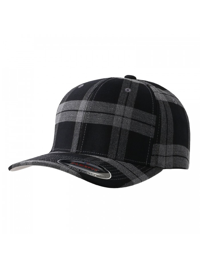 Flexfit Fitted Tartan Plaid Hat 6197 - Black_grey - C011SN60DN9