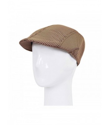 Premium Houndstooth Golf Ivy Driver Cabby Newsboy Cap Hat - Diff Colors/Sizes - Brown - CJ1216NJFLV