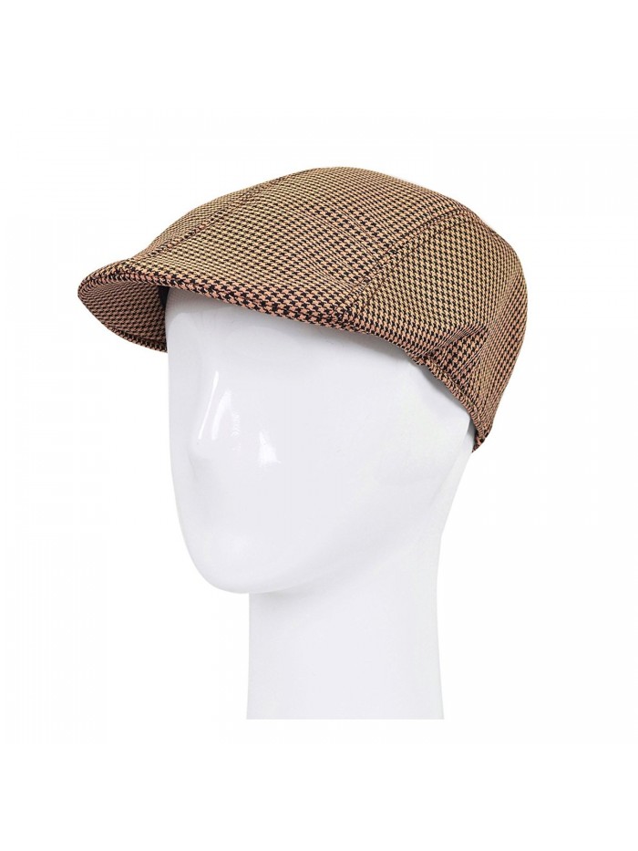 Premium Houndstooth Golf Ivy Driver Cabby Newsboy Cap Hat - Diff Colors/Sizes - Brown - CJ1216NJFLV