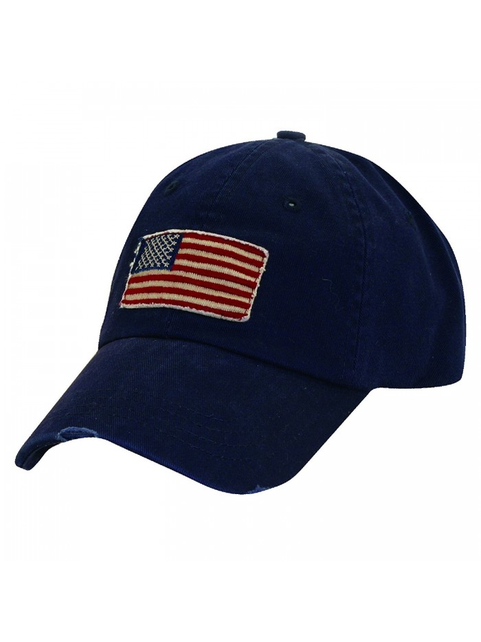 Dorfman Pacific Cotton Stars and Stripes American Flag Baseball Hat - Navy - C011K43RJUT