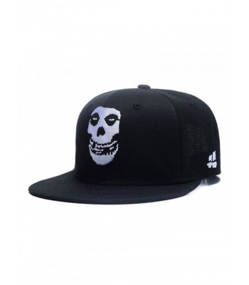 Skull Skeleton Baseball Cap- Men Solid Flat Bill Adjustable Snapback Hats Unisex - Black White - C2183NRWW8R