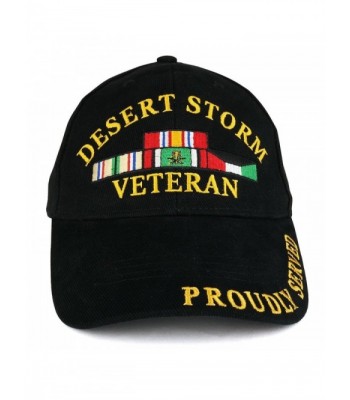 Armycrew Desert Storm War Veteran Ribbon Embroidered Structured Baseball Cap - Black - CT185GD8HS8