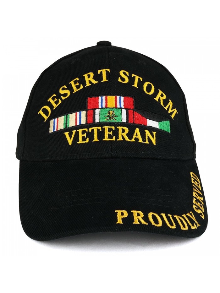 Armycrew Desert Storm War Veteran Ribbon Embroidered Structured Baseball Cap - Black - CT185GD8HS8