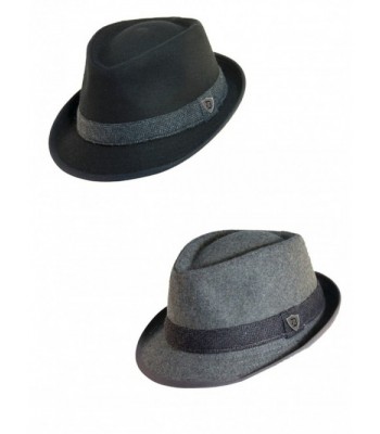 Dorfman Pacific Men's Wool Blend Fedora Hat With Herringbone Band (Pack Of 2) - Black/Grey - CD17Z589W85