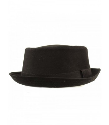 Men's Everyday Cotton All Season Porkpie Boater Derby Fedora Sun Hat - Black - CK17YTKYDUC