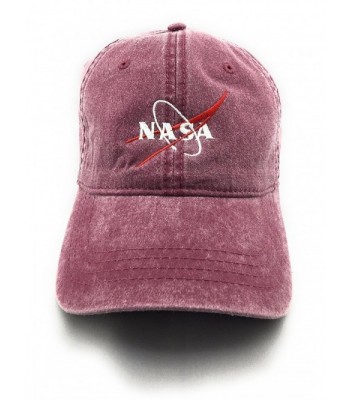 ST3LLAR NASA Logo Embroidered Washed Space Dad Cap - Maroon - CB1856M4OUH