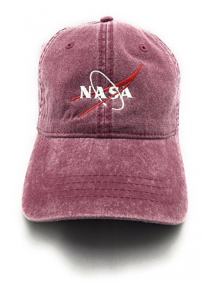 ST3LLAR NASA Logo Embroidered Washed Space Dad Cap - Maroon - CB1856M4OUH