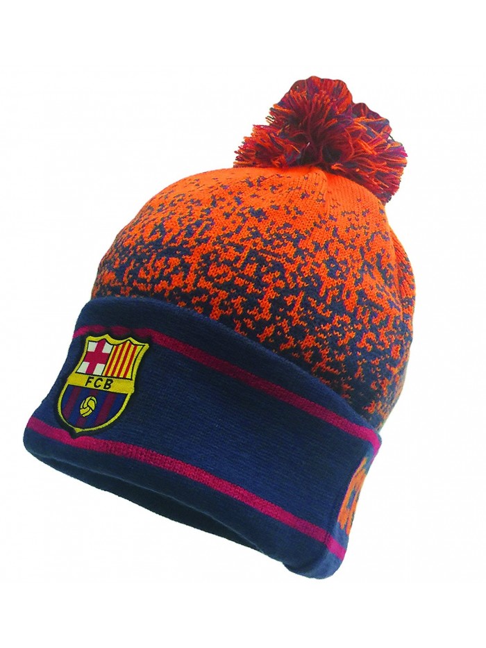 Rhinox FC Barcelona Winter Hat Beanie- Official Barcelona Beanie Orange/Navy - C7186MYM8GS