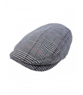 Plaid Pattern Ivy Driver Hunting Flat Newsboy Hat Gray - CJ11JMIAB4H