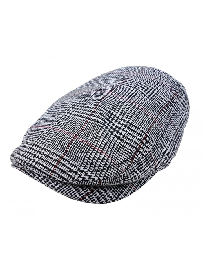 Plaid Pattern Ivy Driver Hunting Flat Newsboy Hat Gray - CJ11JMIAB4H