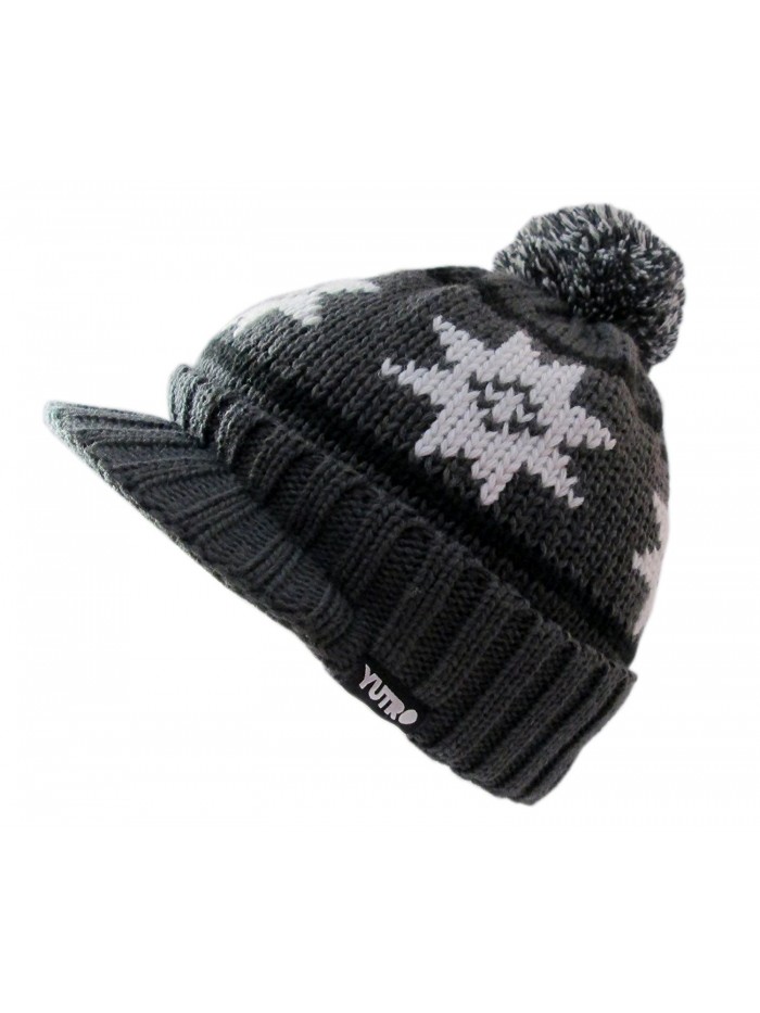 YUTRO Winter Wool Knitted Visor Ski Beanie Hat for Men/Women One Size - Gray - C511KDI67KN