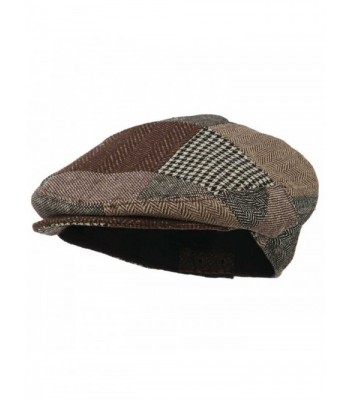 Men's Wool Blend Patchwork Ivy Cap - Brown Black - C211NY3GLZF