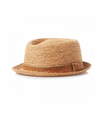 Jaxon Raffia Diamond Crown Pork Pie Hat - Natural - CR1188329J3