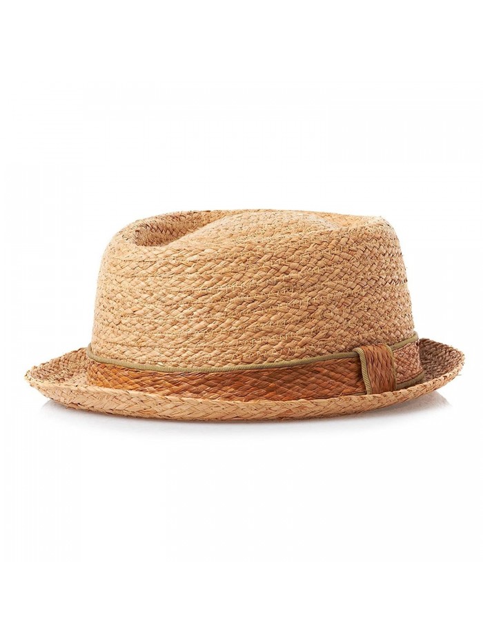 Jaxon Raffia Diamond Crown Pork Pie Hat - Natural - CR1188329J3