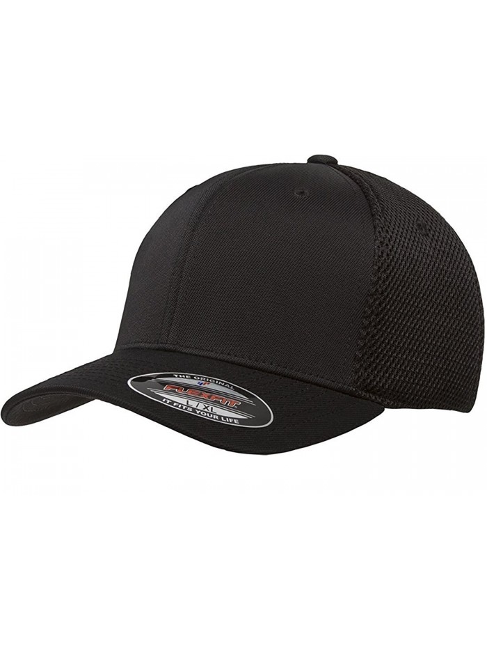 Flexfit 6533 Ultrafibre & Airmesh Fitted Cap w/ THP No Sweat Headliner Bundle Pack - Black - C31856XW38Y