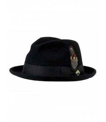 Stacy Adams Men's Wool Felt Pinch Front Fedora Hat - Black - CI112HKZFKX