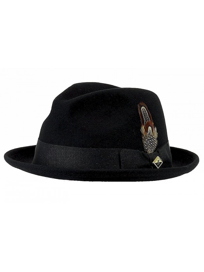 Stacy Adams Men's Wool Felt Pinch Front Fedora Hat - Black - CI112HKZFKX